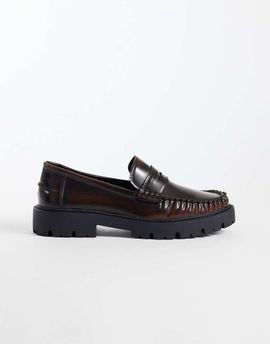 SEQWL SEQWL Kinder chunky loafers in burnished brown