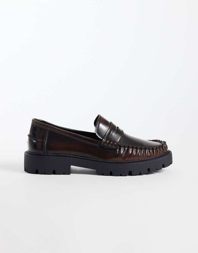 SEQWL SEQWL Kinder chunky loafers in burnished brown