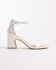 SEQWL SEQWL Leal block heeled sandals in ivory satin-White - 1