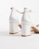 SEQWL SEQWL Leal block heeled sandals in ivory satin-White - 3
