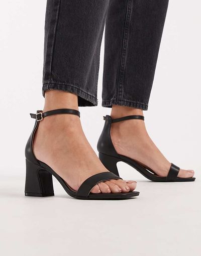 SEQWL SEQWL Leal heeled sandals in black PU