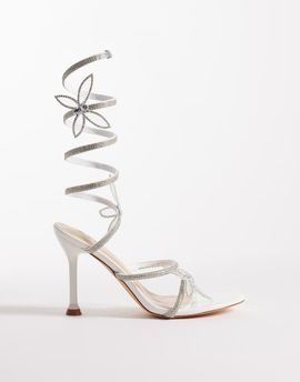SEQWL SEQWL Licorice embellished wrap around heeled sandals in white