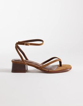 SEQWL SEQWL low block heeled sandals in tan microsuede-Brown