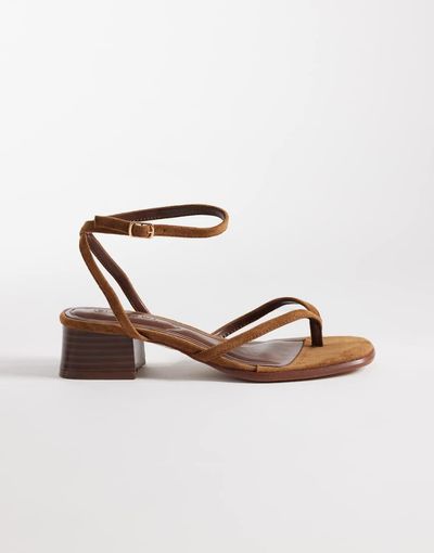 SEQWL SEQWL low block heeled sandals in tan microsuede-Brown