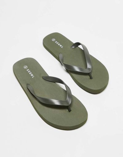 SEQWL SEQWL Mamun thong flip flops in olive-Green