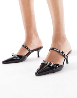 SEQWL SEQWL Maybach buckle detail mule sandals in black