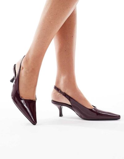 SEQWL SEQWL Maybach slingback kitten heels in dark berry-Red