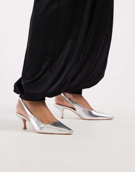 SEQWL SEQWL Maybach slingback kitten heels in silver