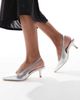SEQWL SEQWL Maybach slingback kitten heels in silver foil - 1