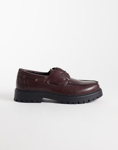 SEQWL SEQWL Mexton chunky lace up boat shoes in burgundy-Red