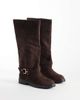 SEQWL SEQWL Mickey faux suede buckle knee boots in chocolate brown - 4