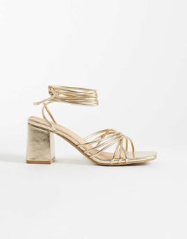 SEQWL SEQWL mid block heel sandals in gold PU