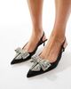 SEQWL SEQWL Milkybar embellished bow detail heeled shoes in satin black - 1