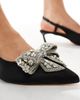 SEQWL SEQWL Milkybar embellished bow detail heeled shoes in satin black - 2