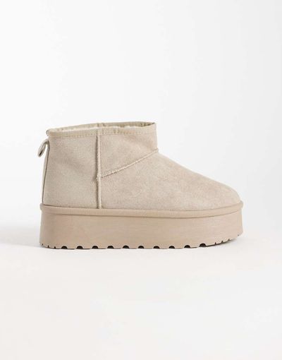 SEQWL SEQWL mini flatform boots in mushroom-Neutral