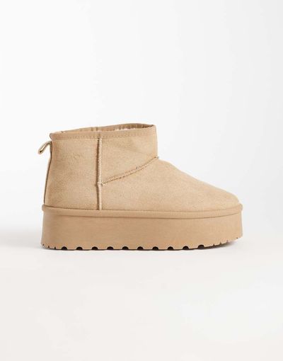 SEQWL SEQWL mini flatform boots in sand-Neutral