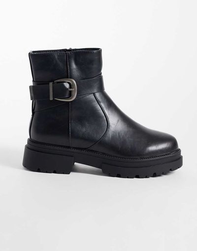 SEQWL SEQWL Perth chunky buckle detail boots in black