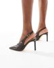 SEQWL SEQWL Petunia high vamp slingback pumps in dark chocolate croc-Brown - 1