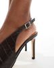 SEQWL SEQWL Petunia high vamp slingback pumps in dark chocolate croc-Brown - 2