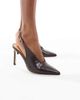 SEQWL SEQWL Petunia high vamp slingback pumps in dark chocolate croc-Brown - 3
