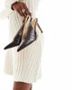 SEQWL SEQWL Petunia high vamp slingback pumps in dark chocolate croc-Brown - 4