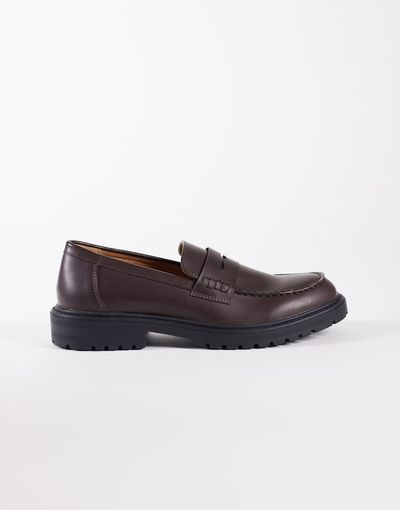 SEQWL SEQWL Pier chunky loafers in distressed burgundy PU-Red