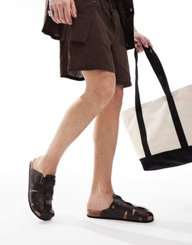 SEQWL SEQWL RB fisherman sandals in PU brown