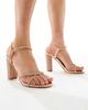 SEQWL SEQWL Reeves strappy embellished high block heeled sandals in rose gold - 1