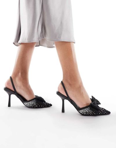 SEQWL SEQWL Salado bow detail embellished heeled shoes in black