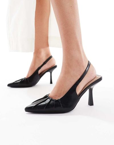 SEQWL SEQWL Salado ruched detailing slingback heels in black