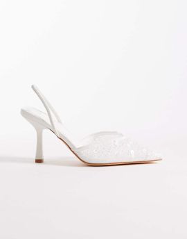 SEQWL SEQWL Salado sling back embellished heeled shoes in white