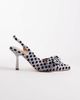 SEQWL SEQWL Salado slingback block heeled shoes with bow detailing in black/silver polka dots - 1