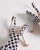 SEQWL SEQWL Salado slingback block heeled shoes with bow detailing in black/silver polka dots - 2