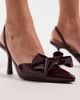 SEQWL SEQWL Salado slingback heeled pumps with bow detailing in berry patent-Red - 4