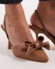 SEQWL SEQWL Salado slingback heeled pumps with bow detailing in tan-Brown - 4
