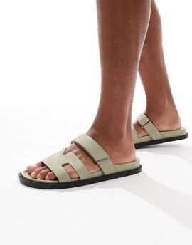 SEQWL SEQWL sandals with straps in faux nubuck in olive-Green