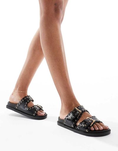 SEQWL SEQWL sandals with studded buckle strap in black