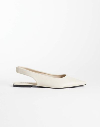 SEQWL SEQWL Scar slingback pointed toe ballet flats in cream-Neutral