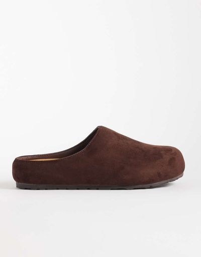 SEQWL SEQWL Simba faux suede clogs in chocolate brown