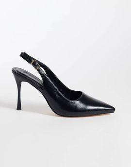 SEQWL SEQWL slingback pointed stiletto heel shoes in black faux leather