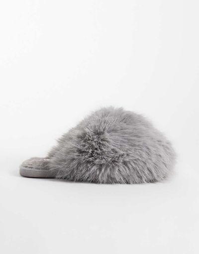 SEQWL SEQWL Smarties fluffy pom pom slippers in gray