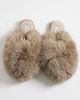 SEQWL SEQWL Smarties fluffy pom pom slippers in mink-Neutral - 2