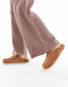 SEQWL SEQWL Soda fur lined mules in chesnut-Neutral