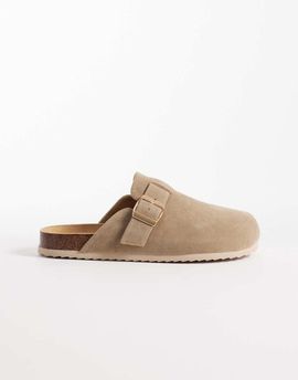 SEQWL SEQWL Soda slip-on mule clogs with buckle in taupe-Neutral