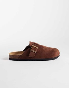 SEQWL SEQWL Soda slip on mule clogs with buckle trim in dark tan-Brown