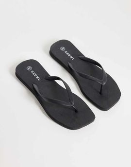 SEQWL SEQWL square toe sim flip flops in black