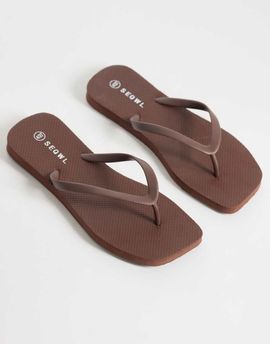 SEQWL SEQWL square toe sim flip flops in brown