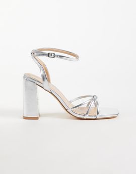 SEQWL SEQWL strappy barely there block heel sandals in silver