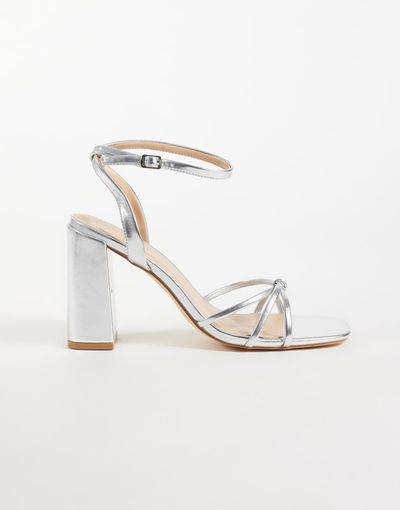 SEQWL SEQWL strappy barely there block heel sandals in silver