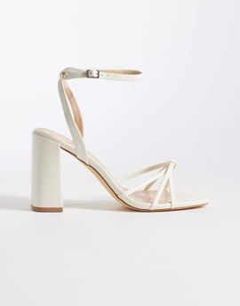 SEQWL SEQWL strappy barely there block heeled sandals in white